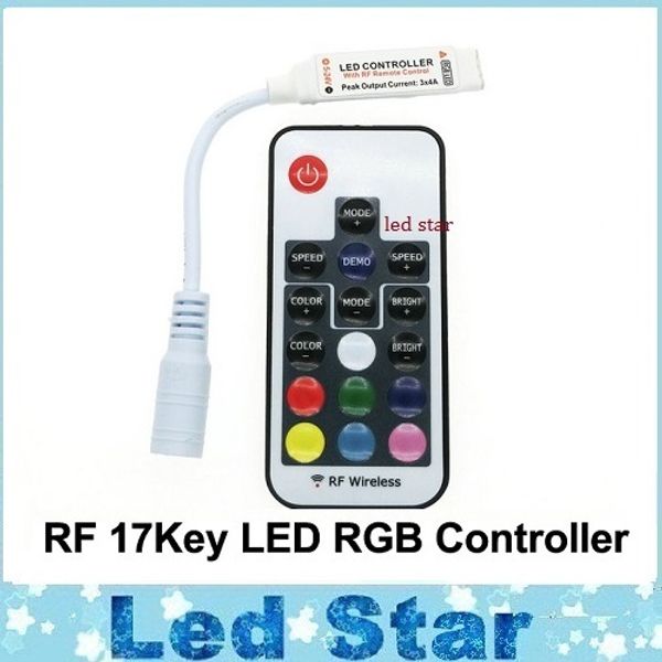 

LED RGB контроллер DC5V-24V 12A 17key мини RF беспроводной пульт дистанционного диммер для 5050