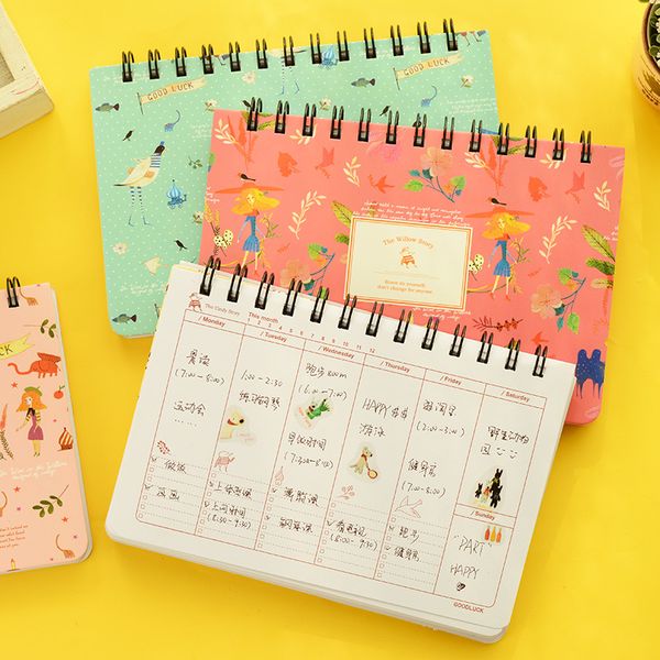 

wholesale-4 pcs/lot flower notebook coil spiral planner weekly agenda diary book stationery papelaria material escolar office supply f858