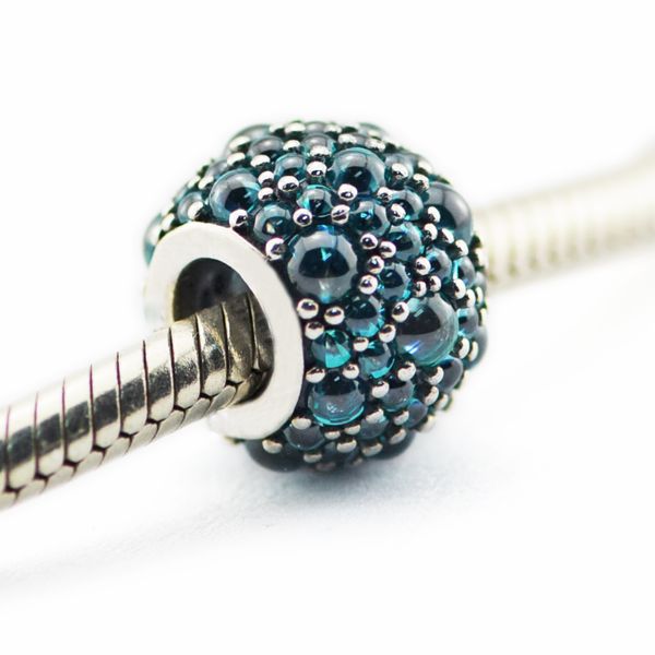 

loose beads 100% 925 sterling silver beads teal shimmer droplet charm fits for pandora jewelry bracelets diy charms 2016 new summer, Black