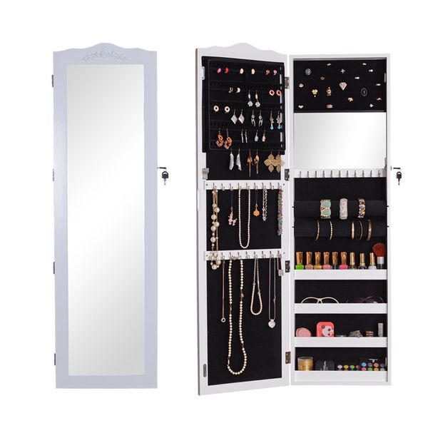 2019 Usa Warehouse Jewelry Armoire Cabinet Cosmetic Organizer Storage Box Display With Real Dressing Mirror From Fashionyourlife 115 58