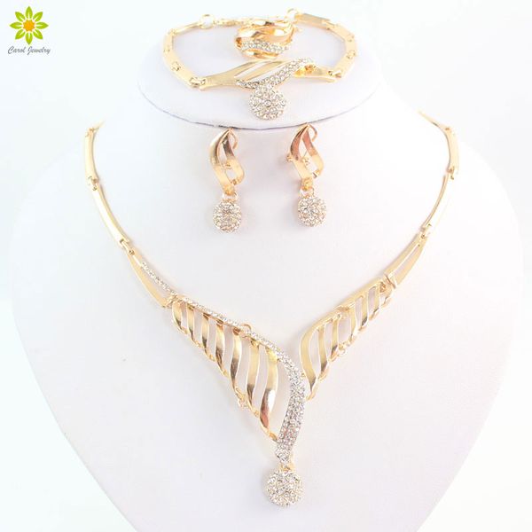 

New Arrival African Costume Jewelry Set 18K Gold Plated Fashion Wedding Women Bridal Accessories Necklace Set Gift