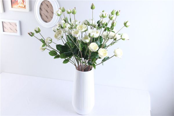 

5pcs emulational silk flower 5 head rose flowers for home party decor wedding decoration flores artificiales