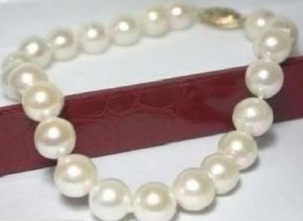 

9-10mm perfect akoya white natural pearl bracelet 7.5-8inch 14k, Black