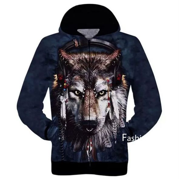 

winter autumn 2017 cat dog wolf leopard tiger monkey eagle animal 3d pringting men women hoodies sweatshirts, Black