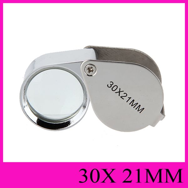 30x Loupes Jewelry Microscópio 30x21mm Mensagem de copo de lupa mini óculos triplos de joalheiros Microscópios de jóia Lupa de diamante dobrável