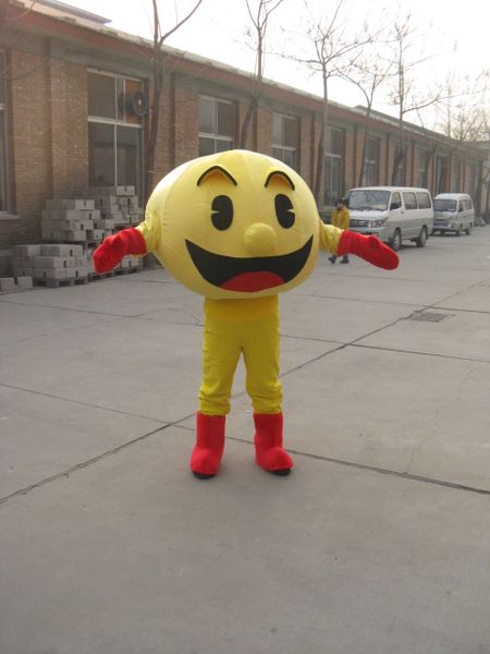 

real pictures deluxe pacman mascot costume fancy carnival, Red;yellow