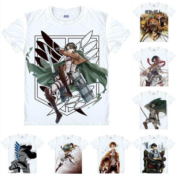 

anime shirt attack on titan t-shirts multi-style short sleeve scout legion levi ackerman cosplay motivs hentai shirts, White;black