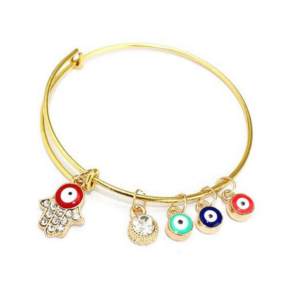 

new rhinestone pendant bracelet retro women multilayer hamsa hand evil eye bangle adjust band statement jewelry ing, Black