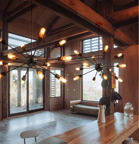 

vintage pendant lights rope edison bulb lamp modern fixtures lighting led industrial iron pipe antique light spider loft lamps