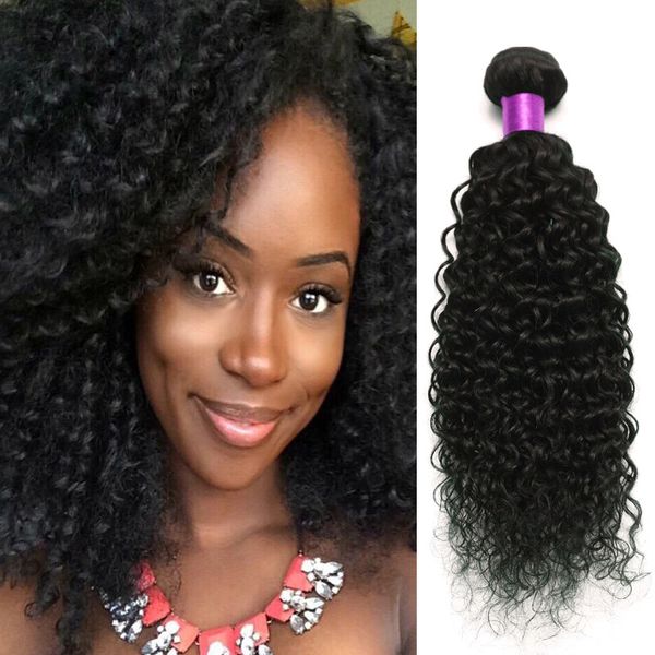 

4шт бразильский малайзии монгольской kinky вьющиеся человеческих волос расширения бразильский virigin человеческих волос ткет афро кудрявый, Black