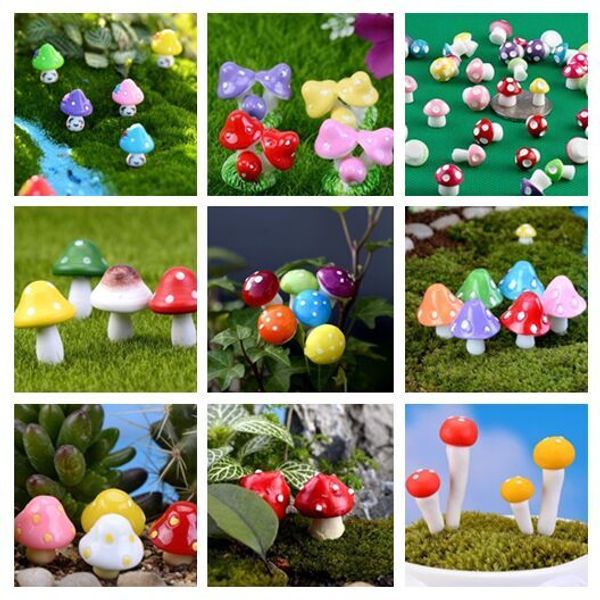 Künstliche bunte Mini-Pilze, Feengarten-Miniaturen, Zwerg, Moos, Terrarium, Dekor, Kunststoff, Kunsthandwerk, Bonsai, Heimdekoration für Heimwerker, Zakka, 100 Stück