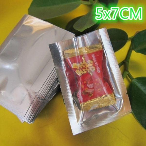 

5x7cm Ping pocket, 200pieces x Open top Translucent Plating Aluminium Bags,Front clear Mylar Foil Pouches Food Storage Package Heat sealable