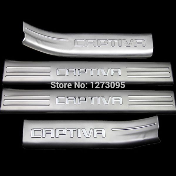 Aço inoxidável Interior + Exterior Porta Sills placa do Scuff para 2012 2013 Chevrolet Chevy Captiva Threshold guarnição Acessórios Car