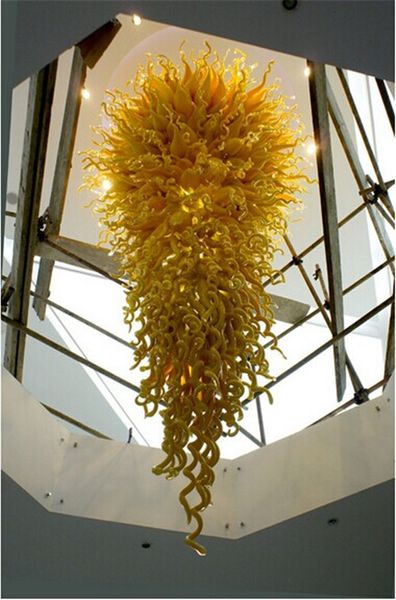 

china factory-outlet murano glass chandelier yellow crystal led large pendant lamps for l lobby decor