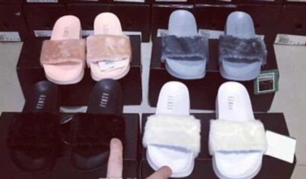 

2017 new rihanna leadcat four color lipper faux fur burgundy lide lipper