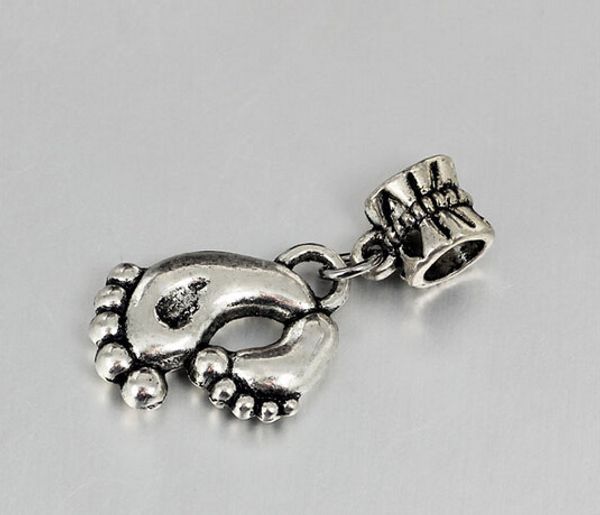 

100pcs/lot antique silver big feet metal big hole beads charms beads fit european bracelets for chirstmas style diy charm pendant, Bronze;silver