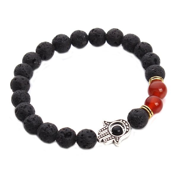 

fashion hamsa hand of fatima natural stone beads diy bracelet pave hamsa hands charm beaded stretchable bracelets evil eye jewelry, Golden;silver