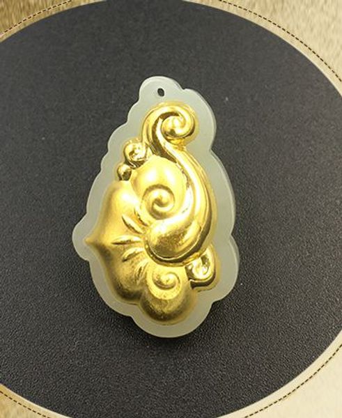 Gold eingelegten Jade Glücksanhänger Ruyi Halskette und Anhänger (Pferd)