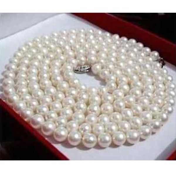

9-10mm beaded necklaces natural white pearl necklace 22inch 925 silver clasp