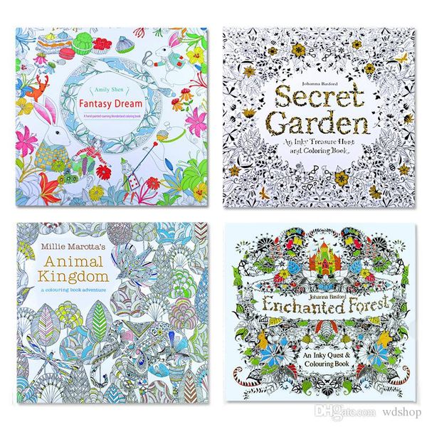 DHL Shipping Secret Garden Kids Coloring Book 24 Pages Animal Kingdom Enchanted Forest Fantasy Dream Painting