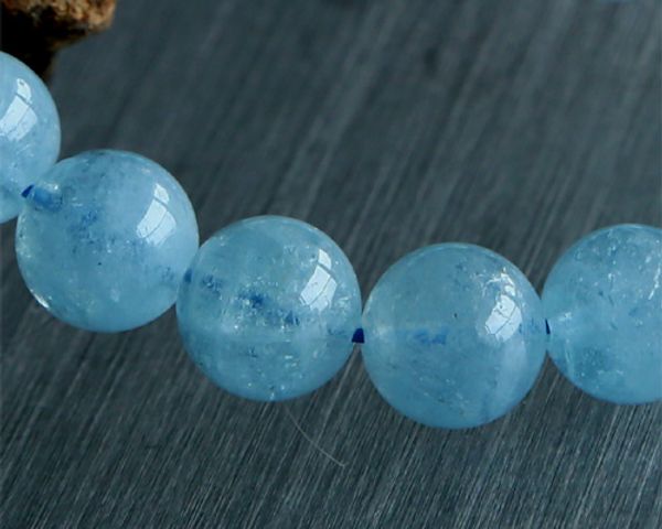 

natural genuine blue beryl aquamarine stretch bracelets round beads 11.5mm 02782, Black