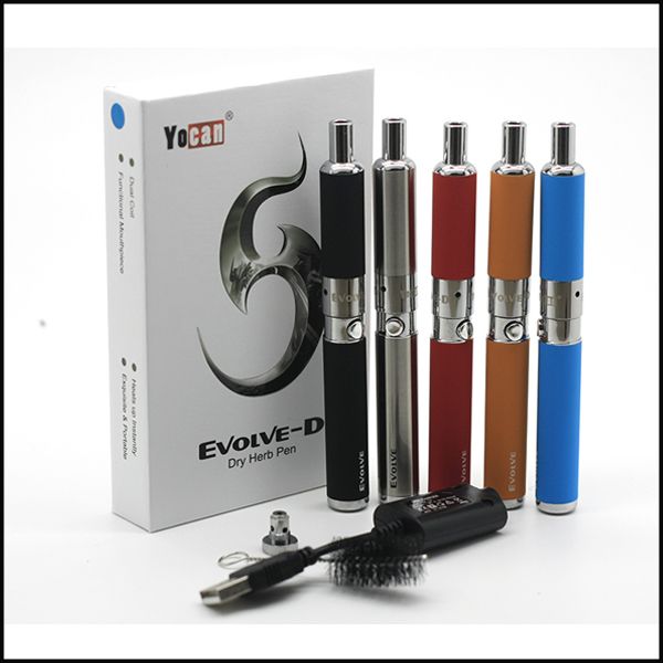 Authentisches Yocan Evolve-D Kit 650mah Dry Herb Vaporizer Pen Kit mit Pancake Dual Coil 5 Farben zur Auswahl