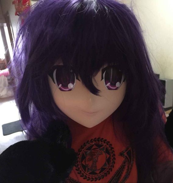 

c2-002) высокое качество ручной работы женский letax лицо kig маска косплей kigurumi кроссдрессер (в том числе парик) япония аниме маски, Black;red