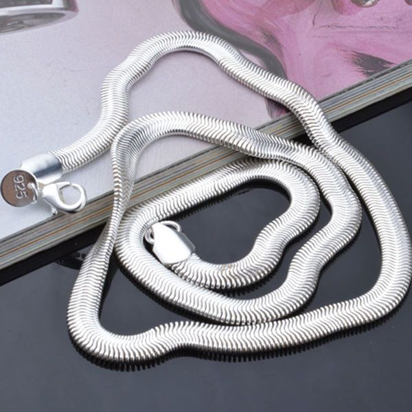 

men women 925 silver plated 6mm snake pendant necklace chain jewelry #r571