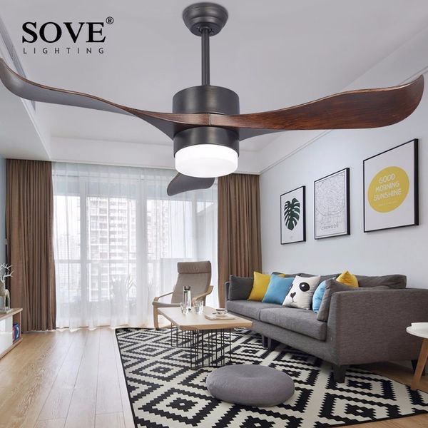 2019 Sove Modern Led Brown Village Ceiling Fans With Lights Minimalist Dining Room Living Room White Ceiling Fan Lamp Remote Control From Langui