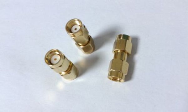 100pcs banhado a ouro RP-SMA plug para RP SMA macho (pino feminino) adaptador reto