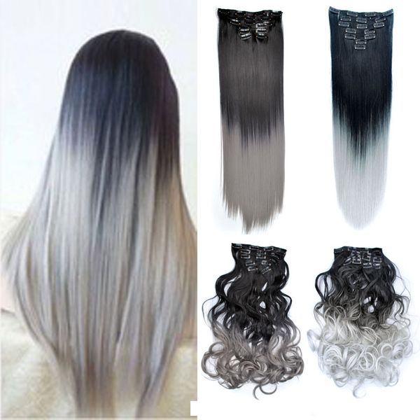 24 Ombre Color Hair Extensions Heat Resistant Two Tone Long