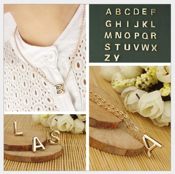 

diy alphabet necklace with a-z pendant, letters, classic style, gold and silver color, and high quality