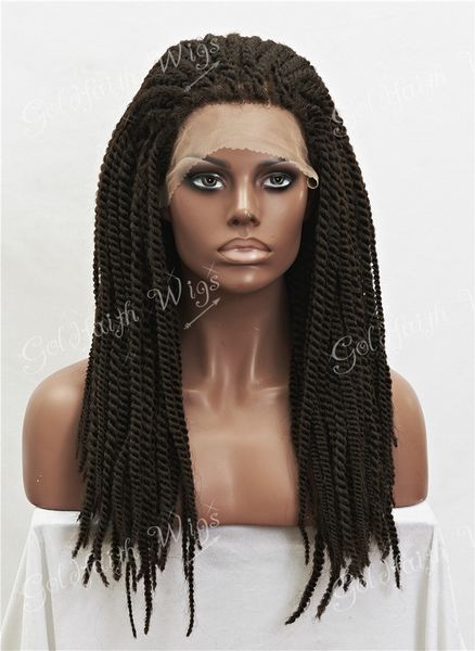 Synthetic Braiding Hair Wig 4 Brown Full Kanekalon Braided Lace
