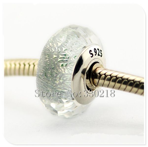 

fits pandora bracelets frosty mint shimmer silver murano beads 2016 summer 100% 925 sterling silver charms diy women jewelry wholesale, Bronze;silver