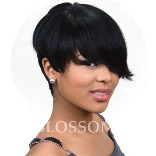Rihanna African Americans Pixie Cut Short Indian Full Lace Human