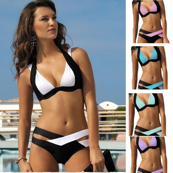 

new fashion summer patchwork bikini woman swimsuit bandage swimwear soft swimsuits bathing suit black and white hight quality, White;black
