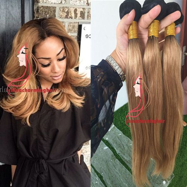 New Arrival Dark Root Color 1b 27 Honey Blonde Ombre Straight
