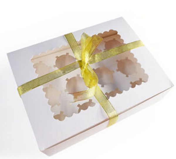

new white cupcake box for 12 cup cake holders muffin cake boxes dessert portable package box 12 tray gift favor