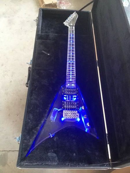 

new arrival full led light electric guitar /flying v electric guitar/ acrylic guitar
