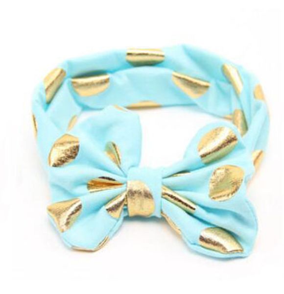 

ell baby gilrs gold polka dots bows headband kids toddle turban head wraps hair band accessories, Slivery;white