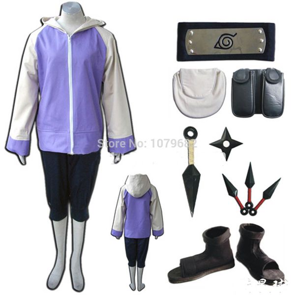 

naruto hyuga hinata jacket cosplay costume naruto full set, Black