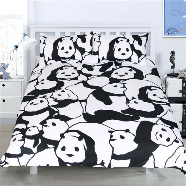 Fashion Design Panda Reactive Printing Bedding Set Twin Full Queen