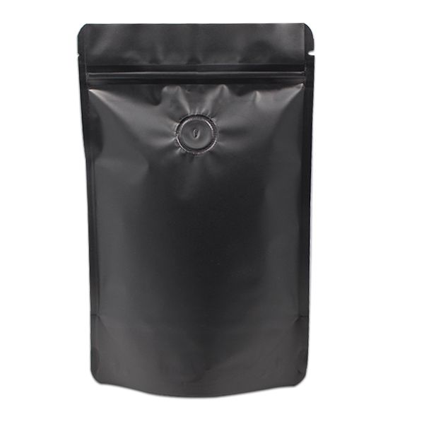 20 Pçs / lote 15 23cm Stand Up Folha de Alumínio Ziplock Pack Bag Matte Black Pure Mylar Valve Bag Selo térmico com evacuação de ar Valve2152