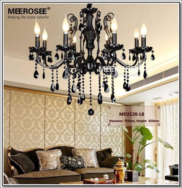 

french style crystal chandelier lighting fixture 8 lights vintage black wrought iron chandelier suspension hanging light