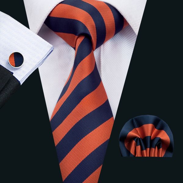 

классический шелковые мужские галстуки полоски галстук наборы оранжевый галстук галстук шеи галстук носовой запонки набор жаккардовые тканые, Black;blue
