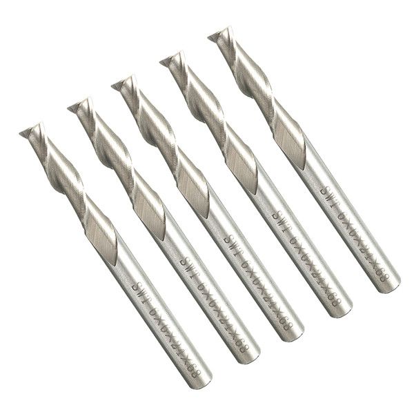 

5pcs 6mm 2 Flute End Mill Cutter Spiral Drill Bit CNC Tool 6x6x24x68mm