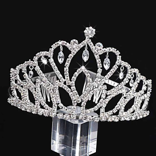 Gelin Tiaras Rhinestones ile Düğün Takı Kızlar Başlıklar Doğum Günü Partisi Performans Pageant Kristal Taçlar Düğün Aksesuarları # BW-T005