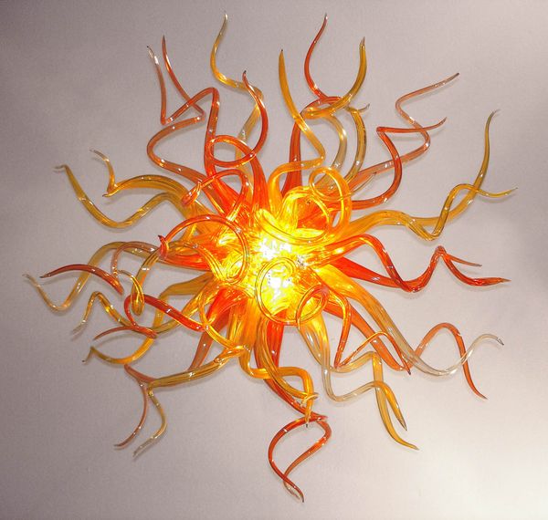 Home-Lampe, runde Kugel-Kronleuchter, orange und bernsteinfarben, moderner Kronleuchter im Stil aus 100 % mundgeblasenem Glas für die Hausdekoration