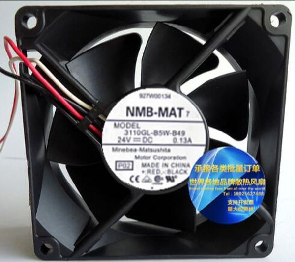 Original NMB-MAT 3110GL-B5W-B49 24V ventilador de arrefecimento 0.13A 8 centímetros 80 * 80 * 25 3 do fio