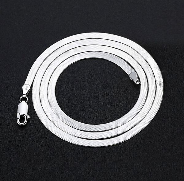 

4mm silver necklace collar chunky chain short couple jewelry 925 sterling silver snake flat knife necklace chain fashion jewelry new arrival